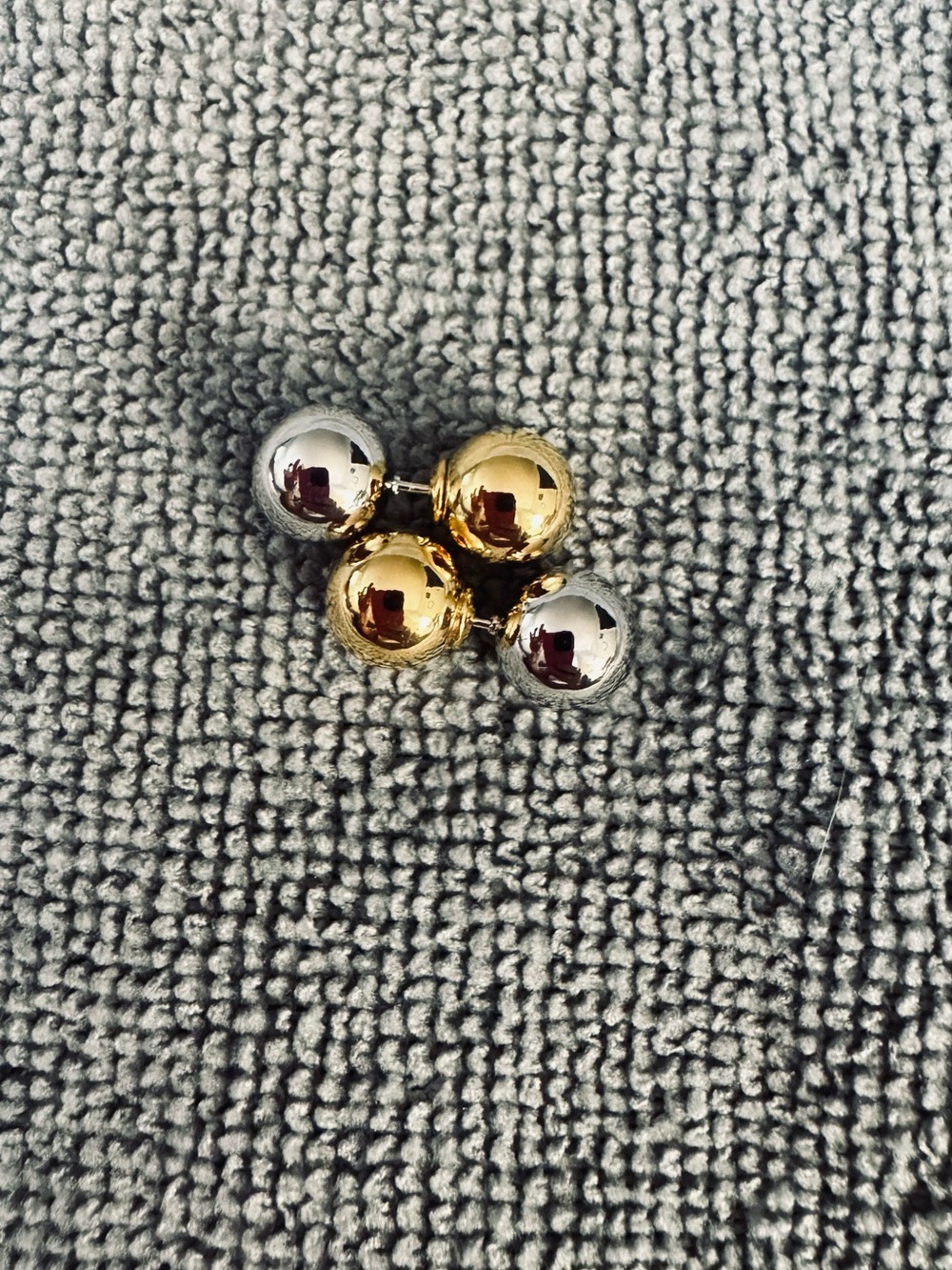Gold toned & Silver Mixed Metal Ball Stud Earrings